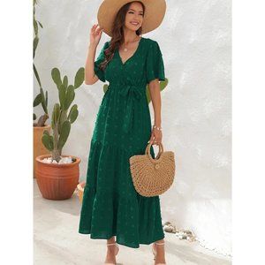 NWT Hunter green size medium Swiss Dots Maxi Dress